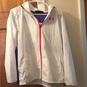 White and Purple Under Armour Windbreaker. Girls Xl